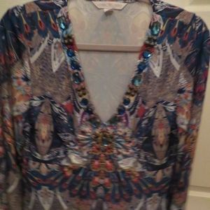 Women V-NECK Boho Top with stones